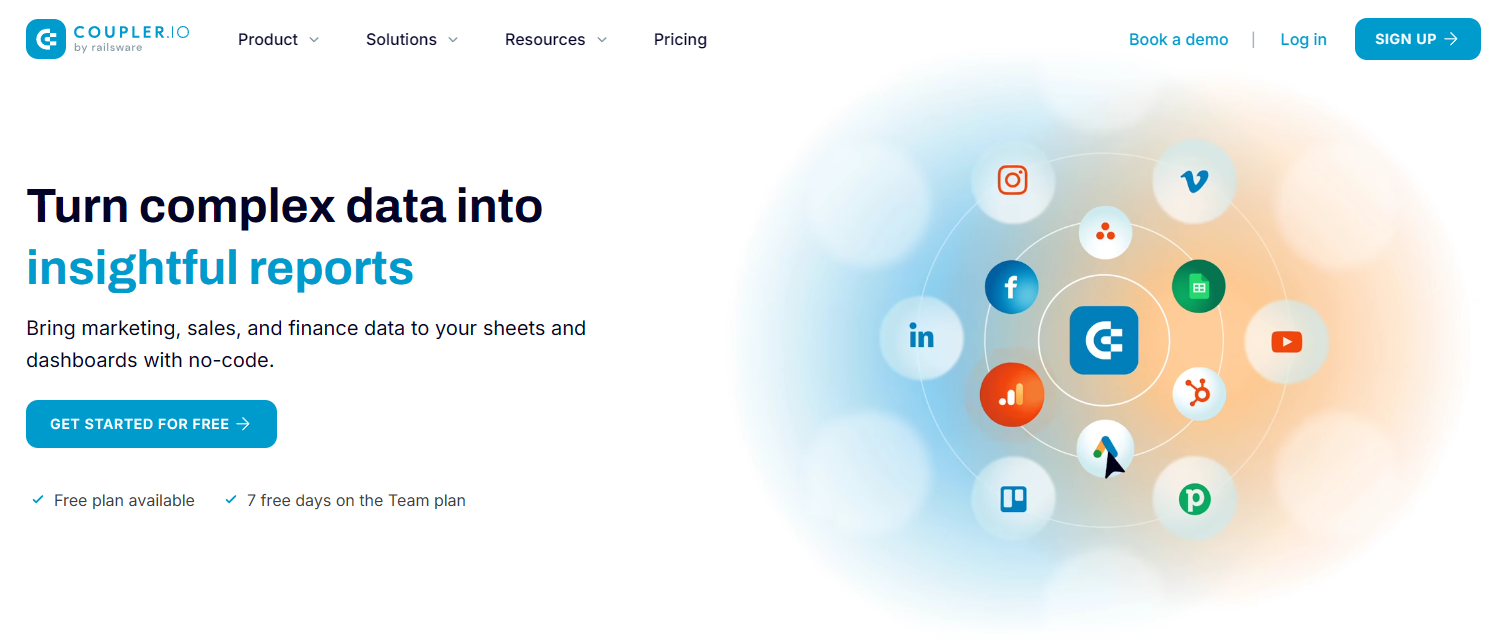 Screenshot of Coupler.io's homepage, as part of a blog post about Black Friday deals.