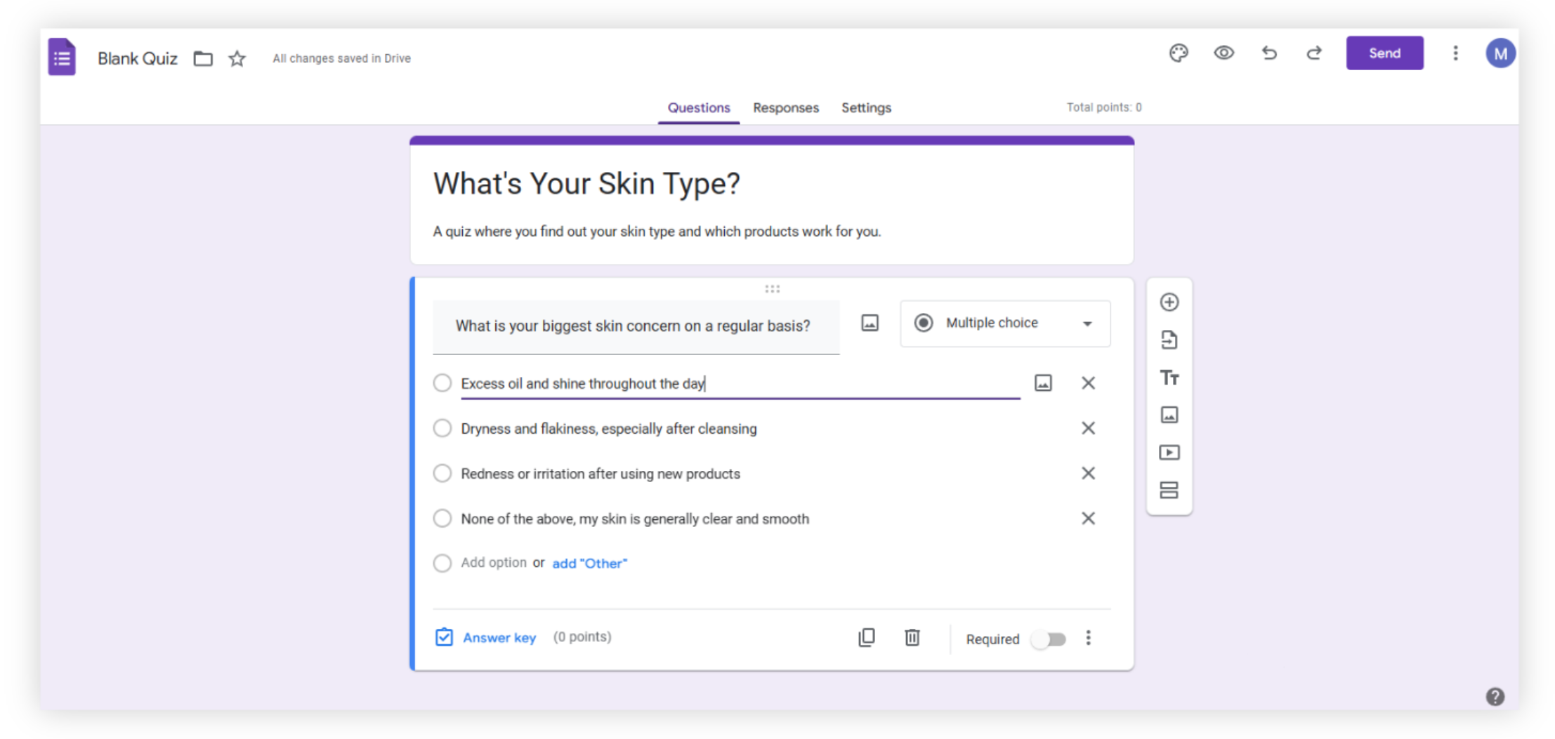 Image of Google Form's interface, used in an article about the best quiz makers.