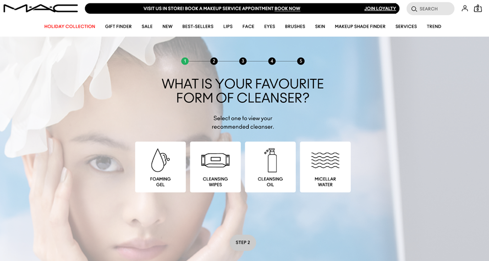 Image showing an example of an interactive quiz by MAC Cosmetics, used in a blog post about interactive quizzes by Opinion Stage.