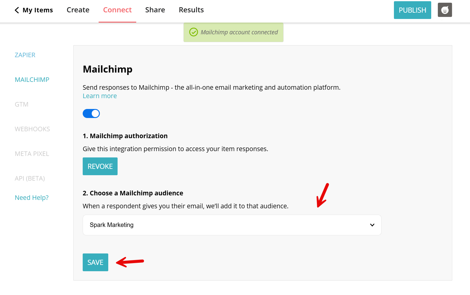 Connect your lead generation quiz to Mailchimp using the Opinion Stage quiz maker.