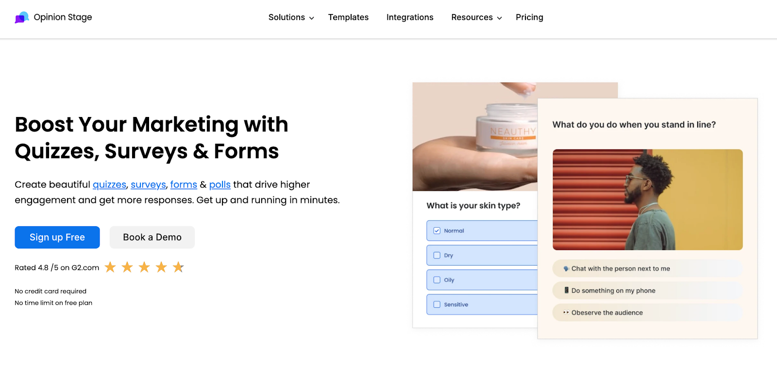 Screenshot of the Opinion Stage homepage.