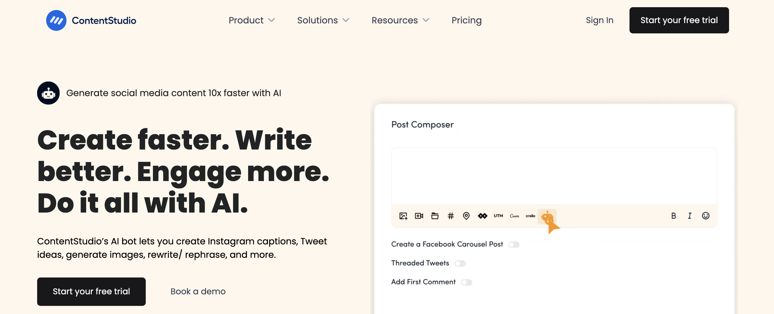 ContentStudio AI content assistant