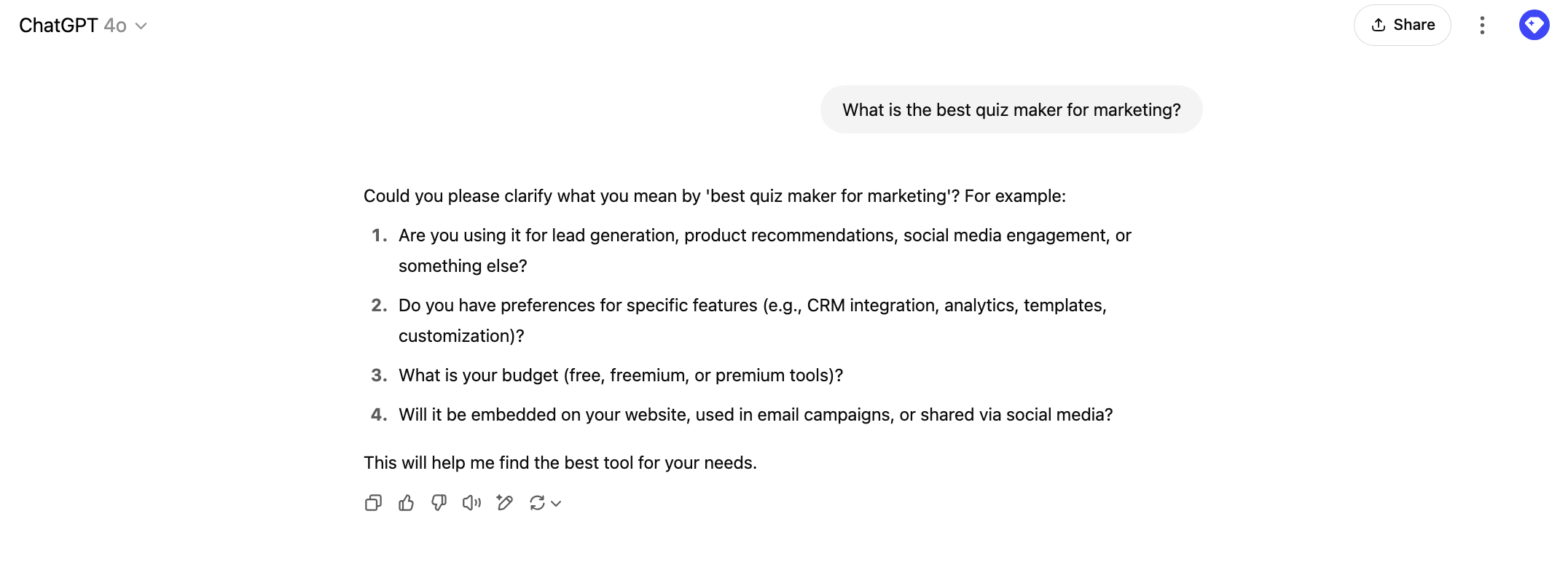 ChatGPT chat example