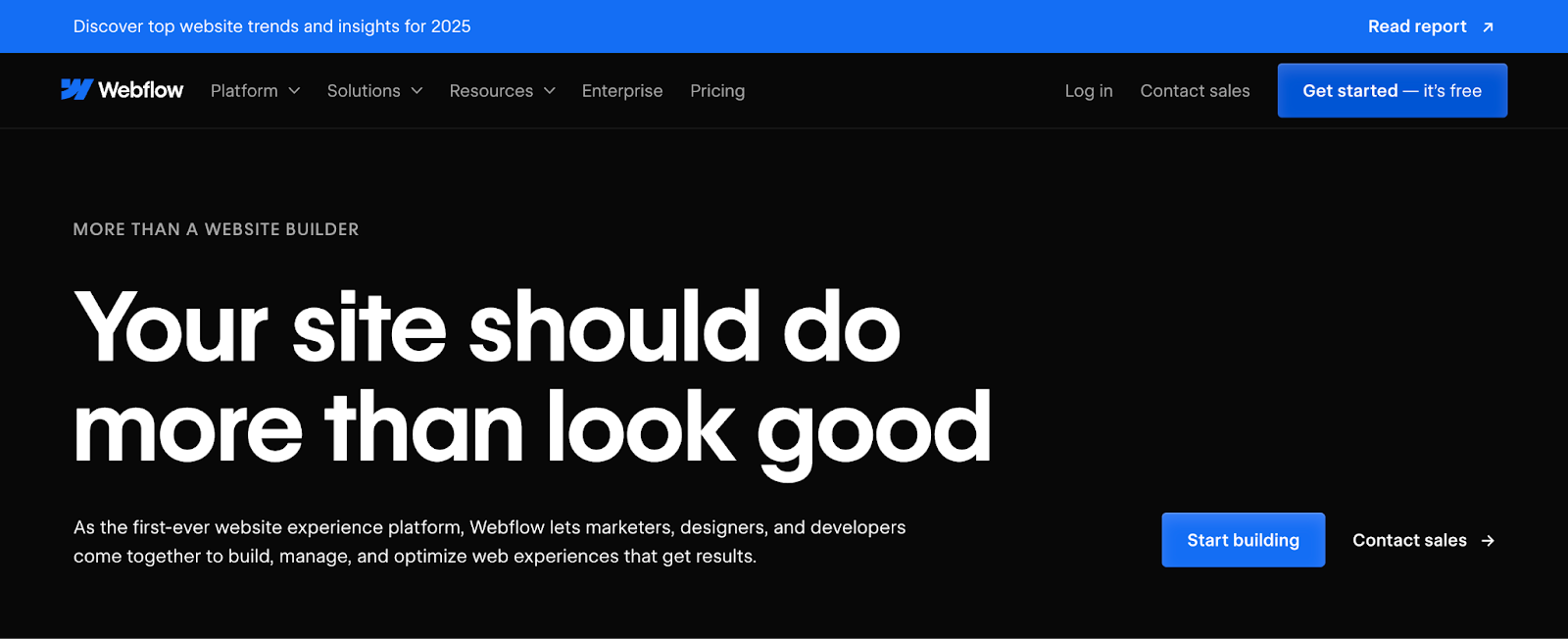 Image showing an example of an announcement bar used on a website to promote industry reports.