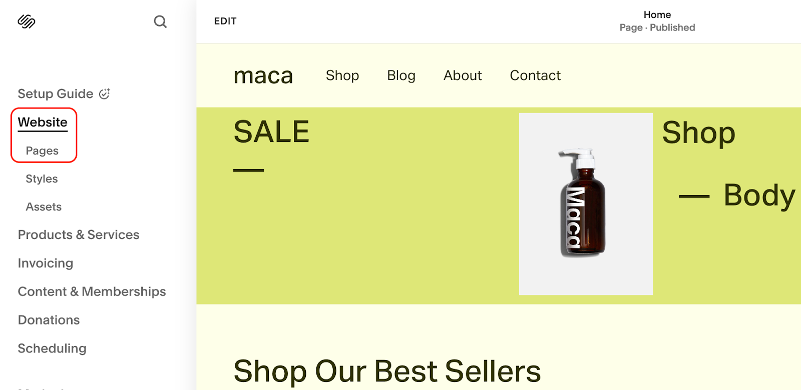 Image showing how you can add an announcement bar to your Squarespace website.