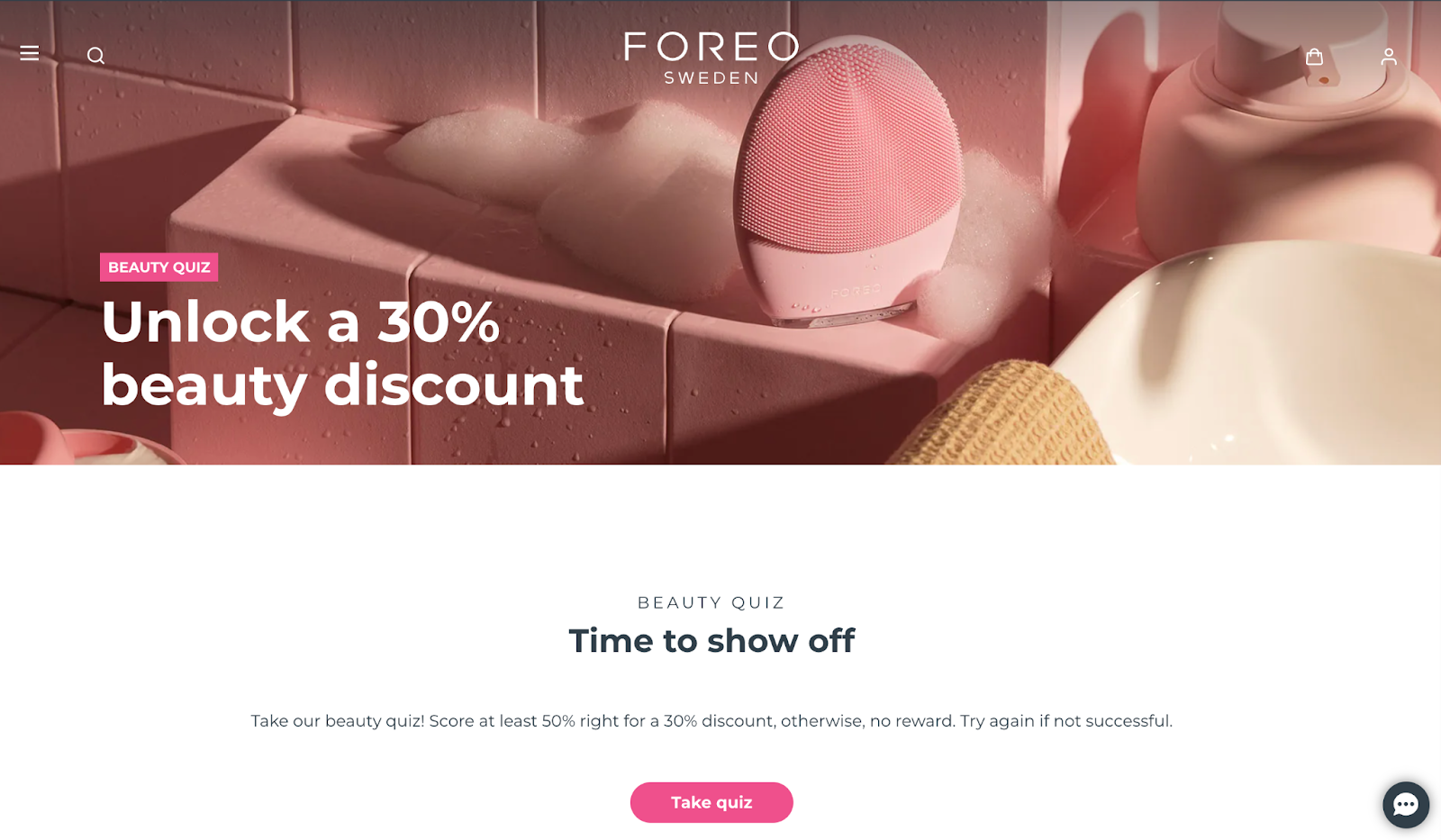 Image showing an example of a product recommendation quiz by the brand Foreo.