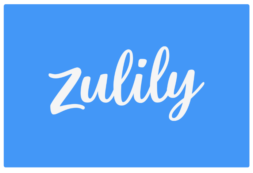 Zulily logo in white on a blue background.